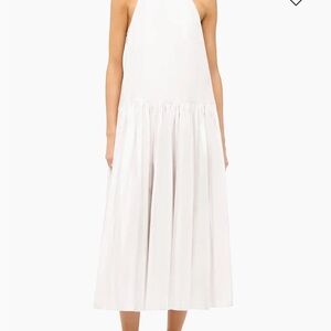 Staud Women's White Midi Marlowe Poplin Halter Midi-Dress Size M